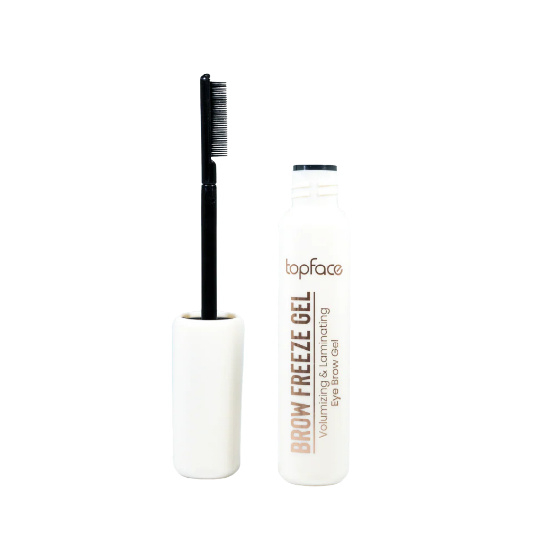 Topface Brow Freeze Gel 10g white eyebrow gel tube with black comb applicator and cap