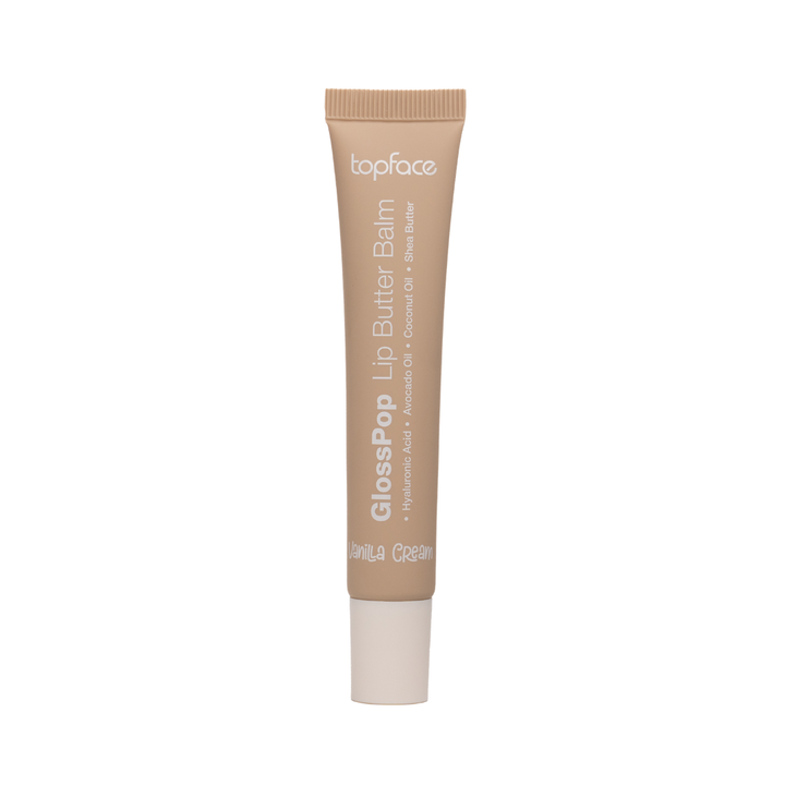 Topface GlossPop Lip Butter Balm Vanilla Cream lip balm tube with beige packaging 12ml.