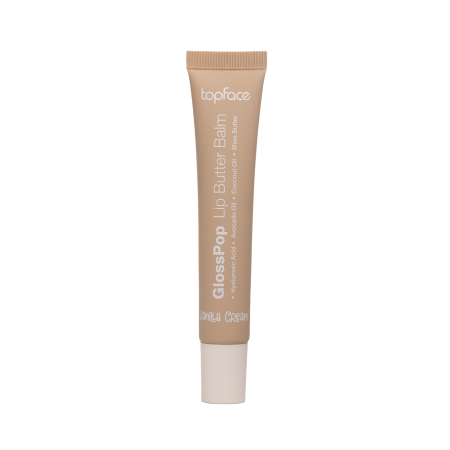 Topface GlossPop Lip Butter Balm Vanilla Cream lip balm tube with beige packaging 12ml.