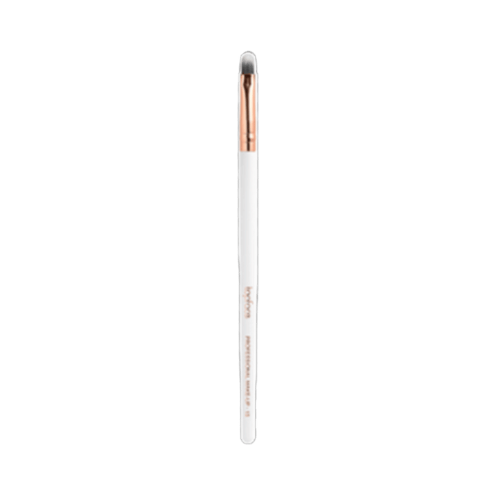 Topface Precise Smudge Brush F14 with white handle, rose gold ferrule, and compact rounded bristles.