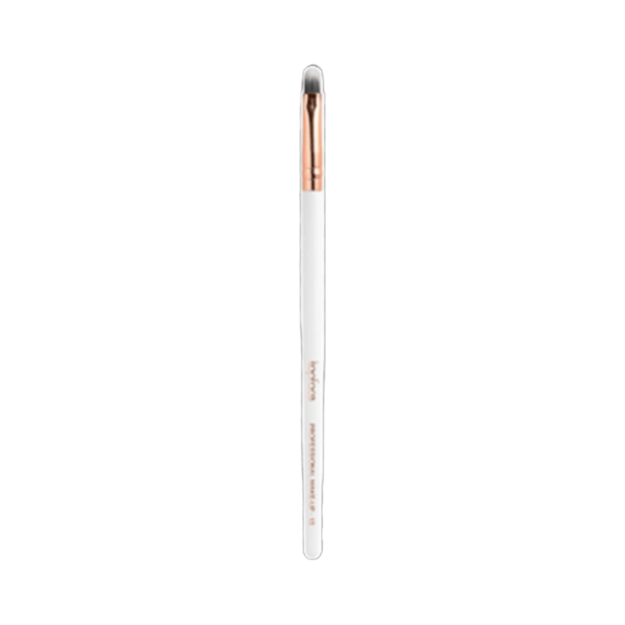 Topface Precise Smudge Brush F14 with white handle, rose gold ferrule, and compact rounded bristles.