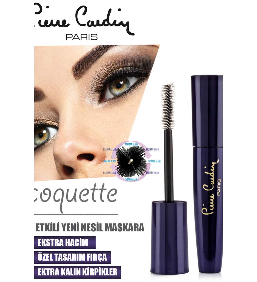 Pierre Cardin 3 Effect Volume Mascara - Coquette Exaggerated Mascara Black - 14ml |ماسكارا بيير كاردان 3 تأثيرات لزيادة الكثافة باللون الأسود – 14 مل