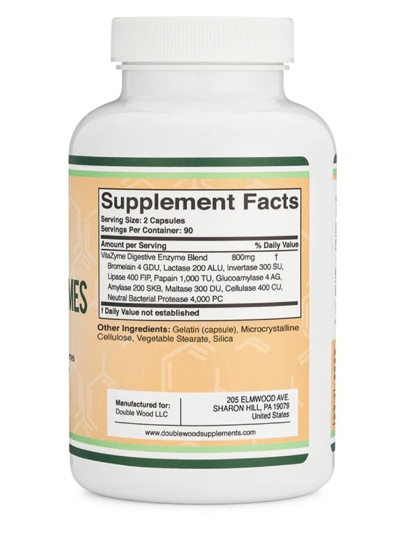 Double Wood Essential Digestive Enzymes 800 mg - 180 Capsules | دابل وود إنزيمات هضم أساسية 800 ملغ - 180 كبسولة #1
