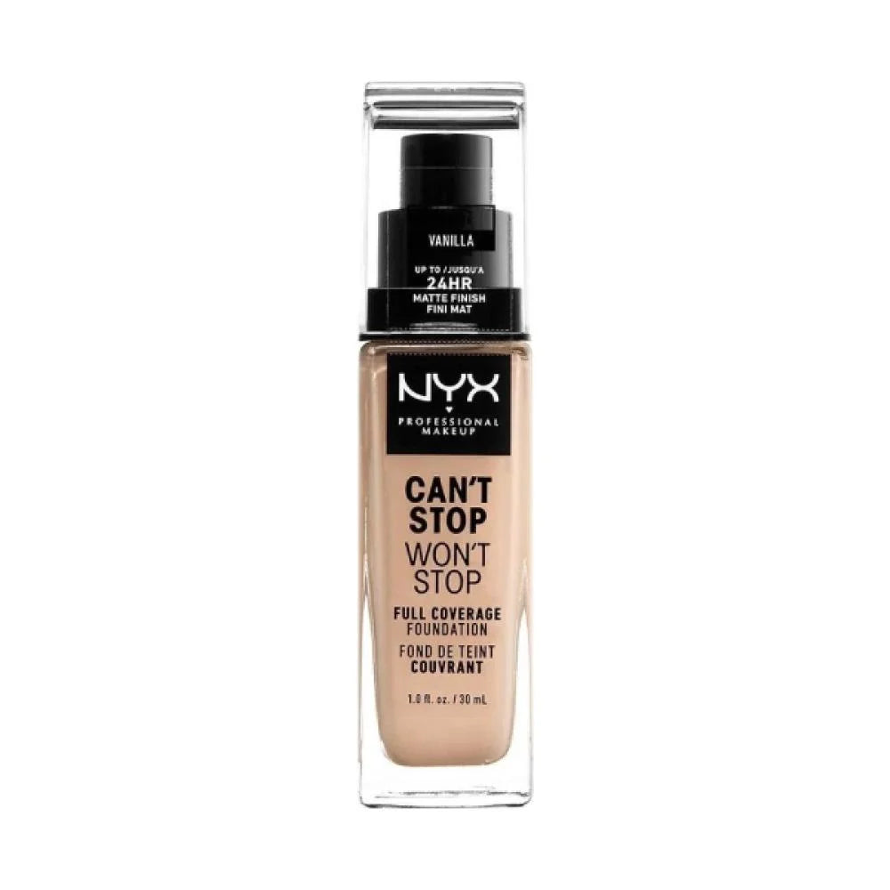 NYX Can't Stop Won't Stop Full Coverage Foundation - 30ml | ان واي اكس كريم أساس خفيف الوزن بتغطية كاملة - 30 مل
