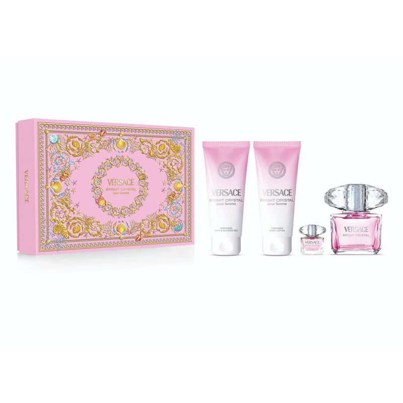 VERSACE BRIGHT CRYSTAL SET EDT90+BL100+BSG100+EDT5 SS - 25| سيت عطر فيرزاجي كرستال للنساء