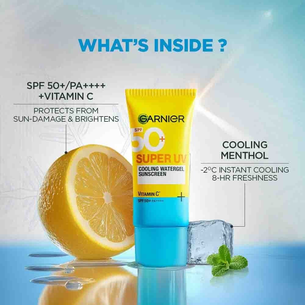 Garnier Skinactive Super UV Cooling Water Gel Sunscreen SPF 50+ - 60ml |  UV واقي شمس جل مائي مبرد SPF 50+ - 60 مل
