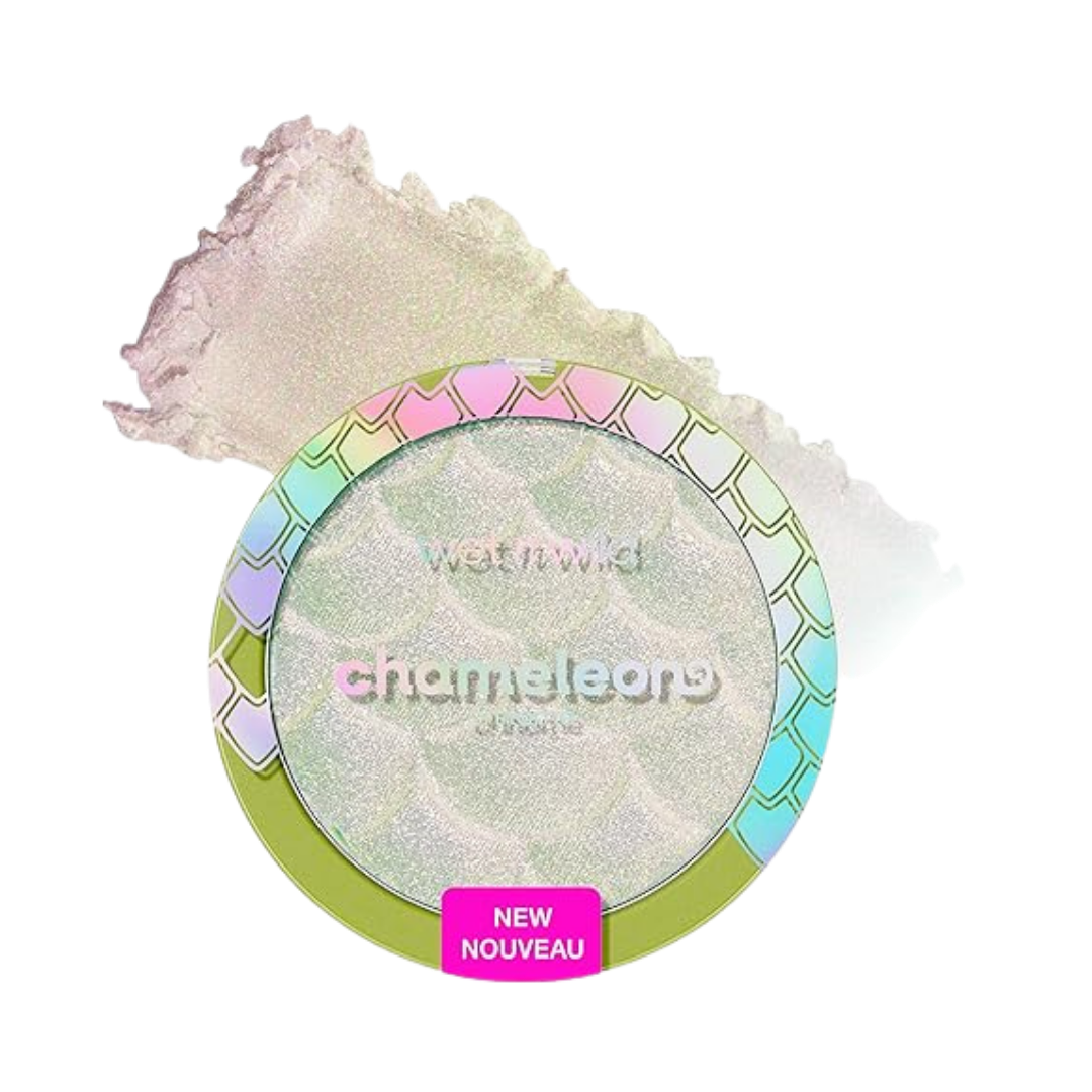 Wet n Wild Chameleon Chrome Highlighter, 4.3g, in compact packaging with chrome finish label