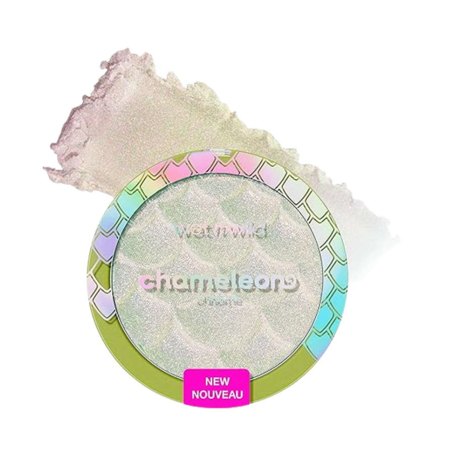 Wet n Wild Chameleon Chrome Highlighter, 4.3g, in compact packaging with chrome finish label