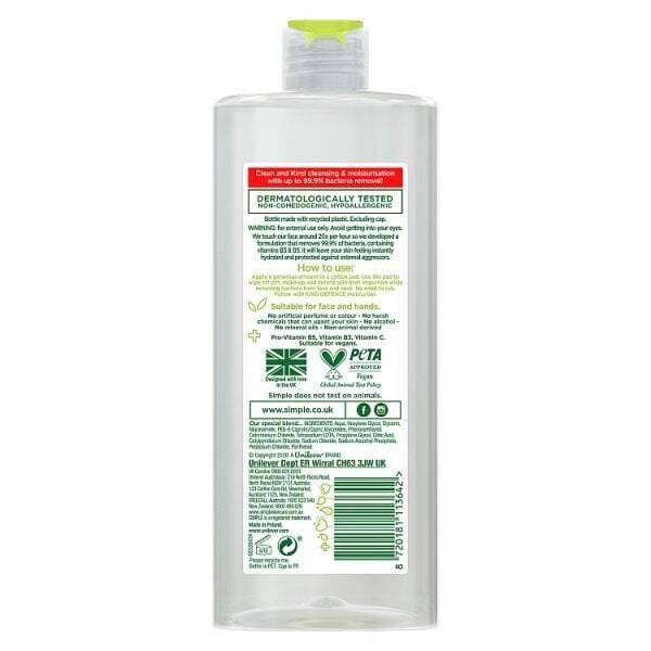 Simple Kind Defence +ANTI-BAC Antibacterial Cleansing Water - 400ml | سمبل منظف ماء ميسيلر المضاد للبكتيريا  - 400 مل