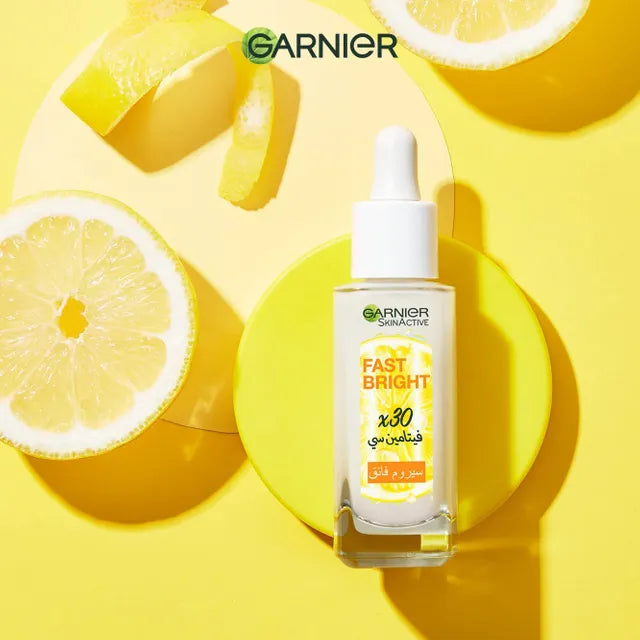 Garnier Fast Bright 30x Vitamin C Anti Dark Spot Serum - 30ml |  - 30 مل غارنييه سيروم تفتيح  بفيتامين سي