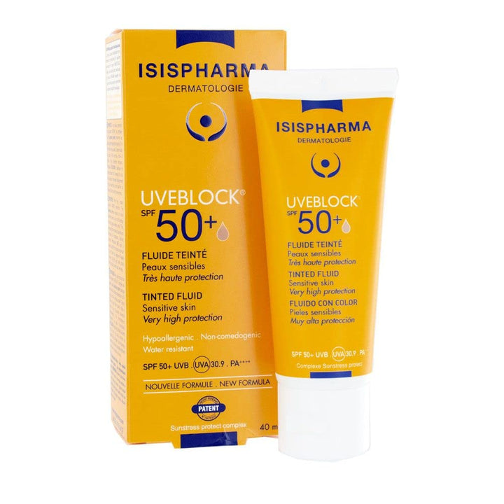 ISIS PHARMA UVBLOCK SPF50 FLUID light TINT - 40 ML | ايزيس فارما كريم واقي شمسي عالي الحماية مع لون - 40 مل