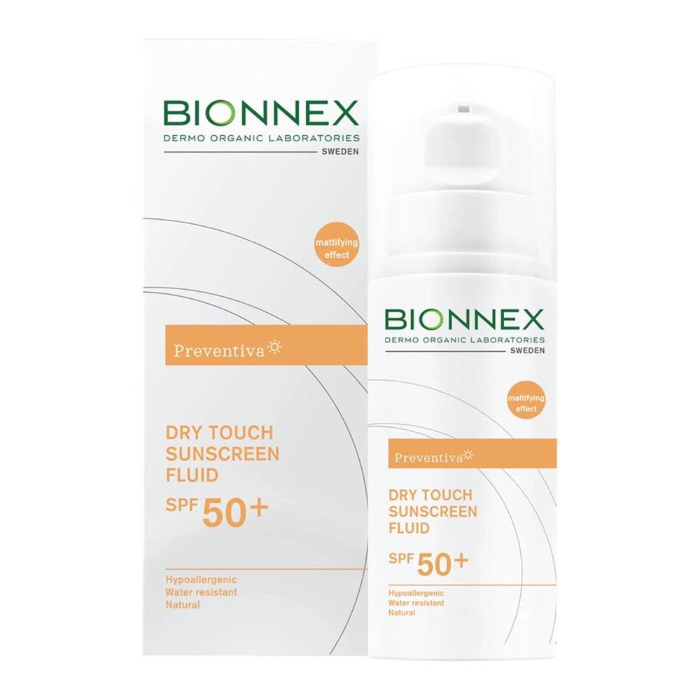 Bionnex Preventiva Dry Touch Sunscreen Fluid Face and Neck SPF 50  - 50ml | بايونيكس سائل واقي شمسي للبشرة الدهنية والحساسة - 50 مل